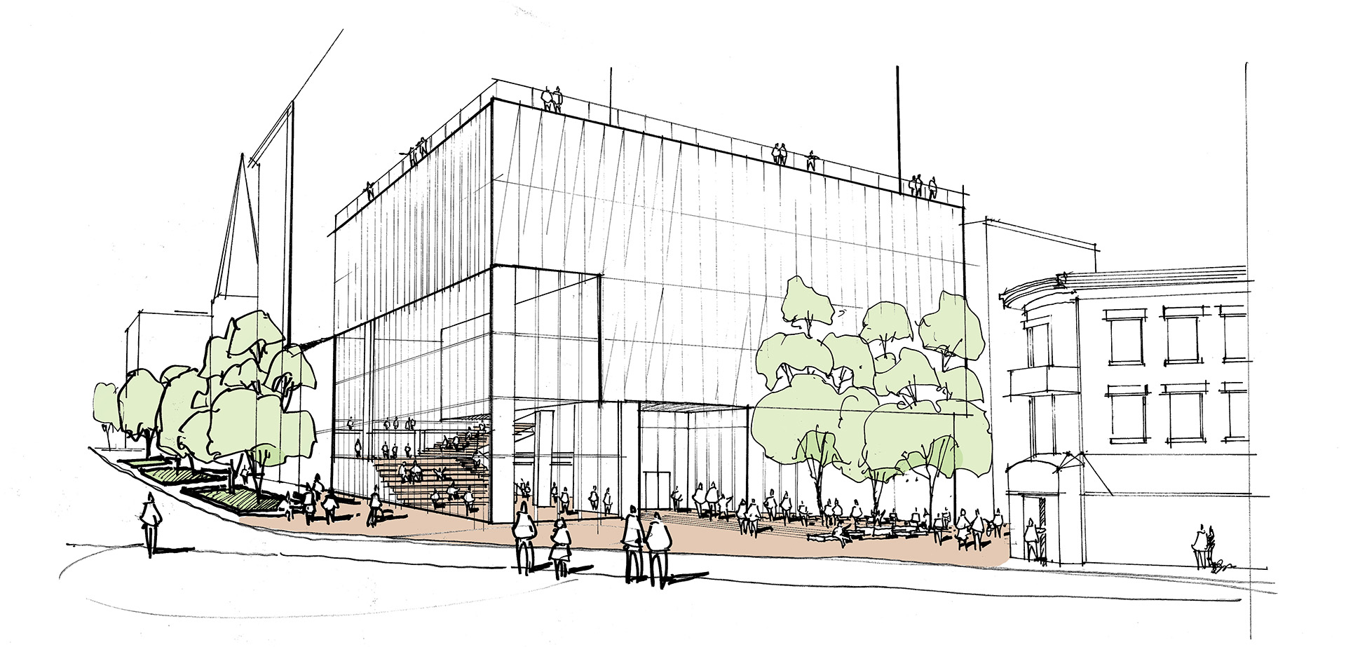 A conceptual sketch of the space and skale of the new history center.